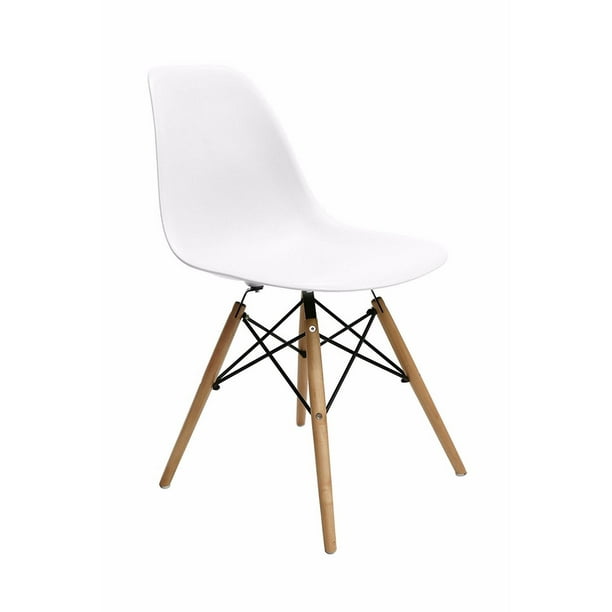 Chaise blanche Eames de Nicer Furniture aux jambes en bois
