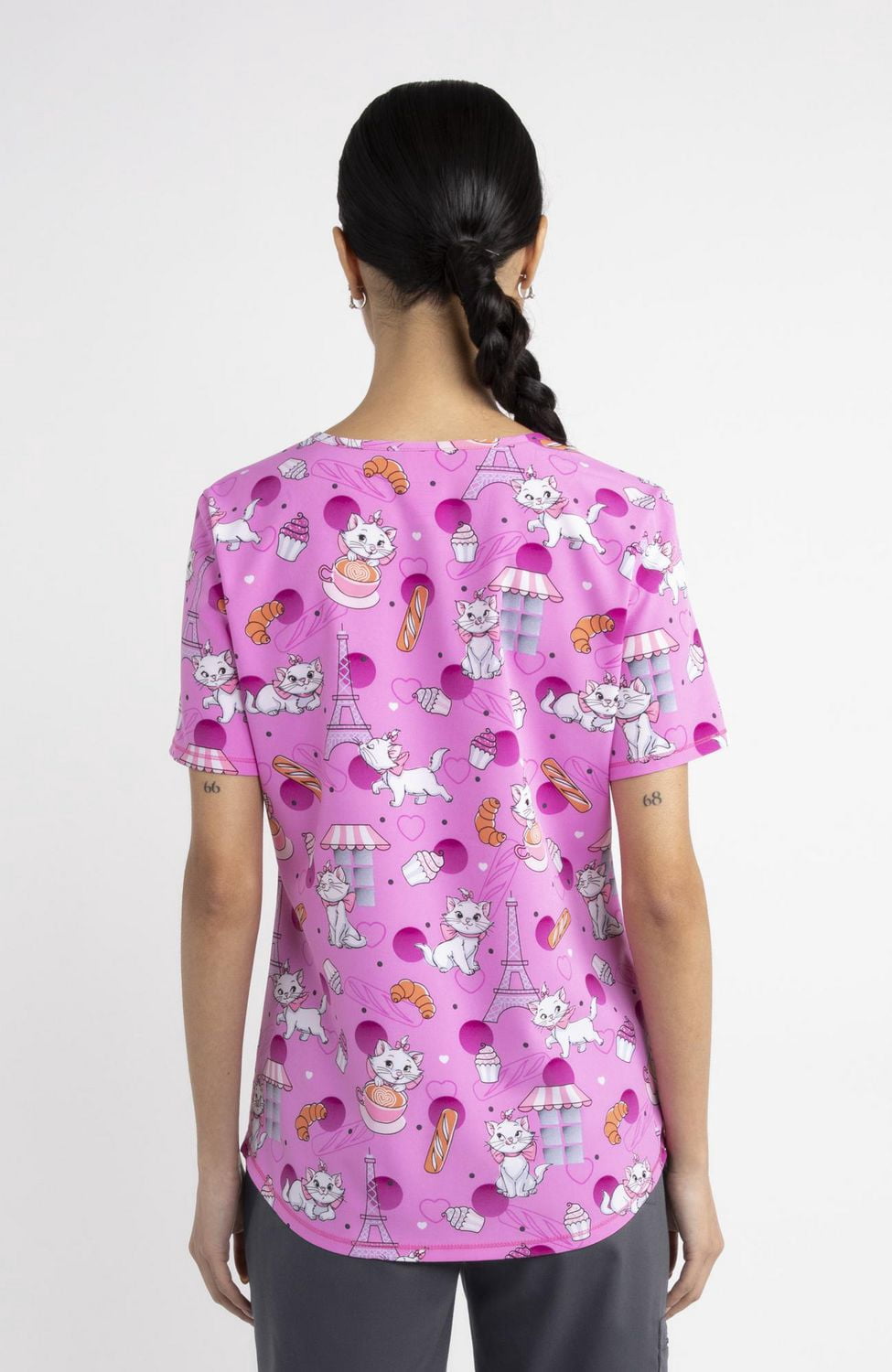 Scrubstar Fashion Collection Women’s Cat-puccino Print V-Neck Scrub Top, Sizes XS–3XL