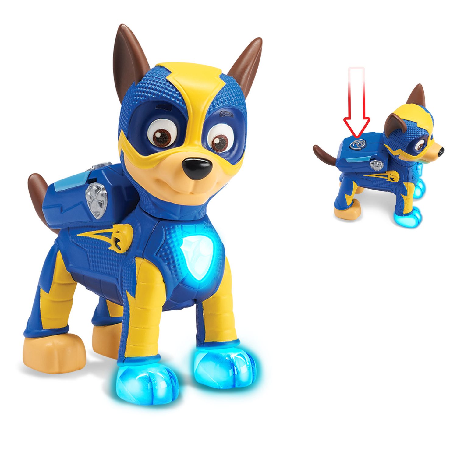 PAW Patrol – Figurine Chase Mighty Pups avec pattes et badge lumineux, à  partir de 3 ans, exclusivité Wal-Mart 