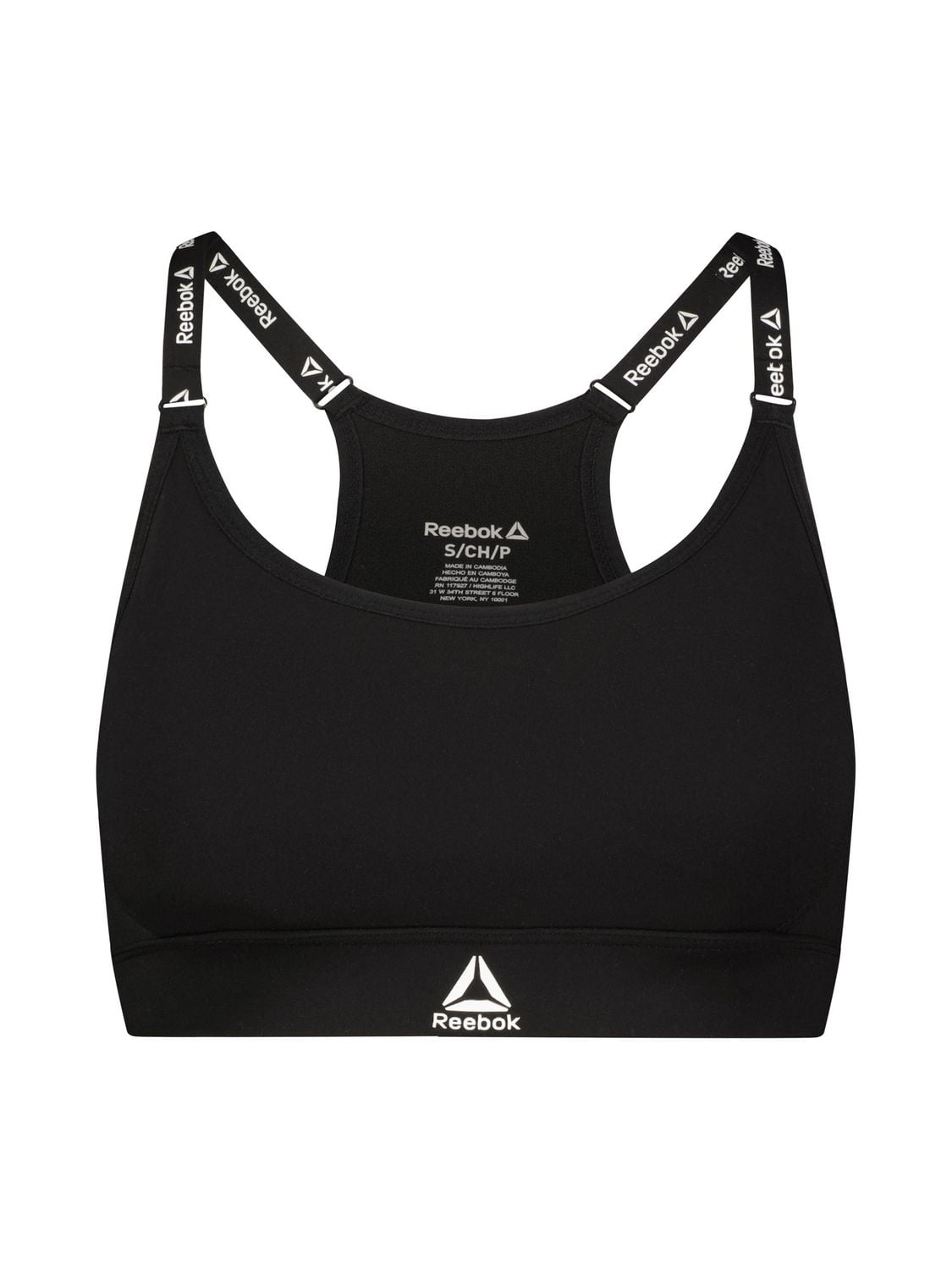 Reebok Women's Low Impact Favorite Racerback Sports Bra with Removable Cups, Sizes S-2XL
