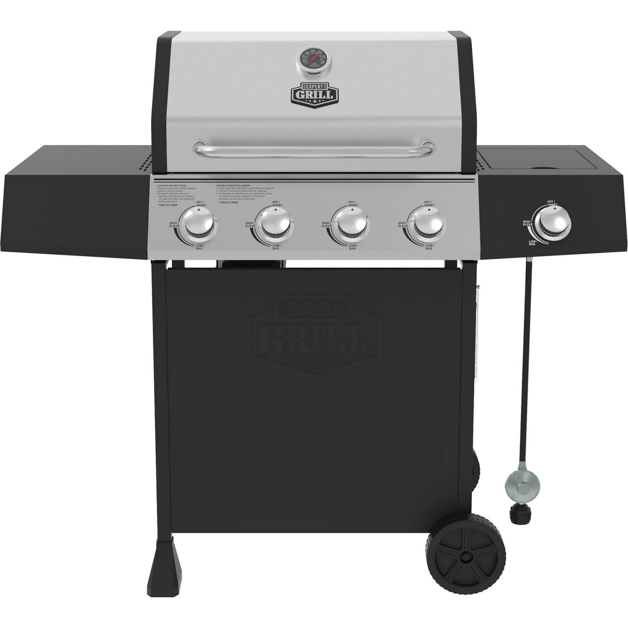 Nexgrill 4-Burner Propane Gas Grill in Black with Side Burner and