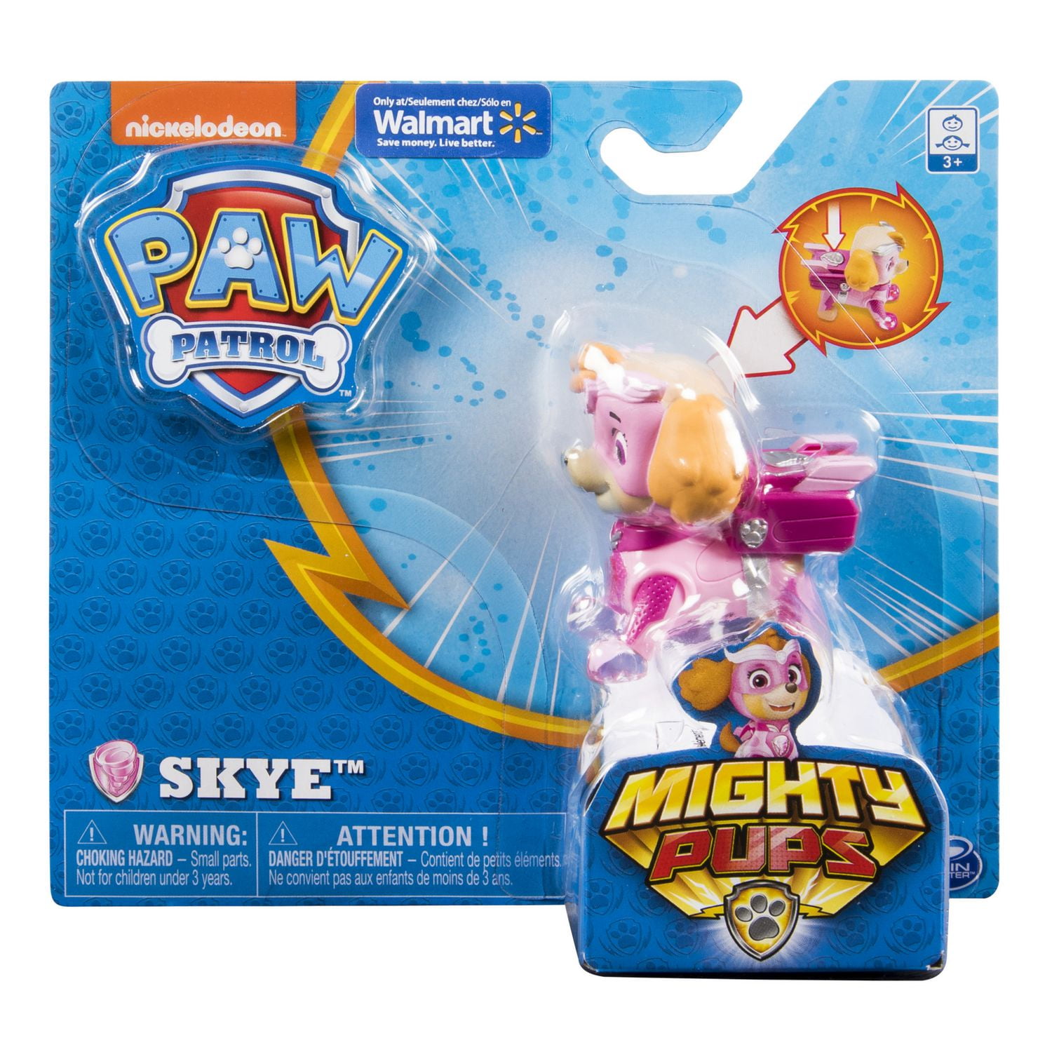 PAW Patrol Mighty Pups Skye Figure with Light up Badge And Paws for Ages 3 And up Wal Mart Exclusive Walmart