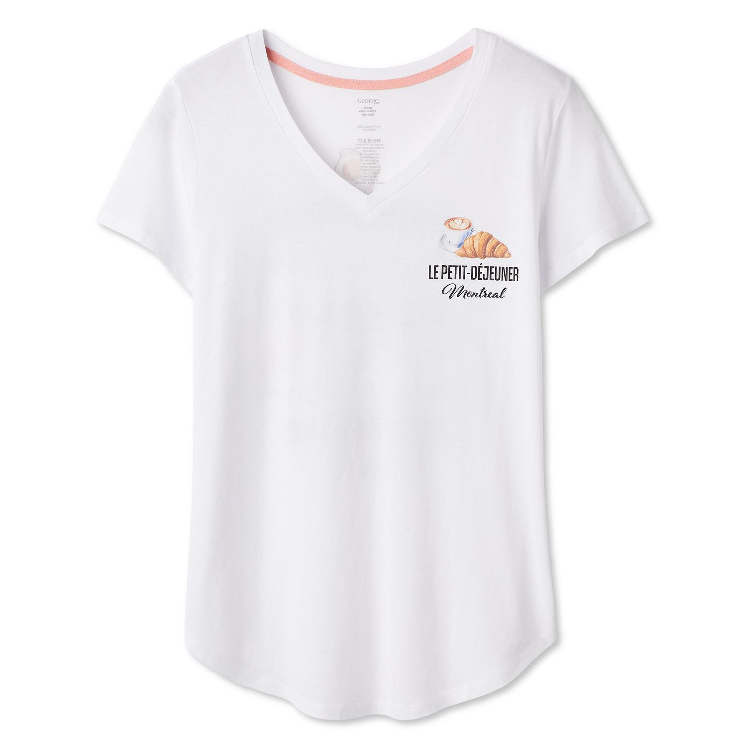 T-shirt de nuit avec encolure en V George pour femmes