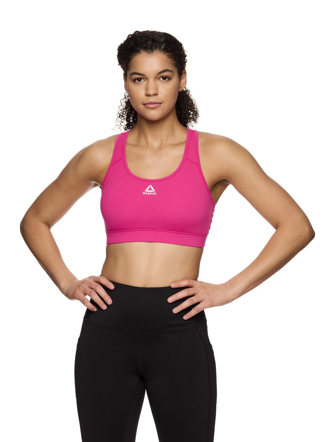 Reebok Women's Stronger Sports Bra with Mesh Panel and Removable Cups