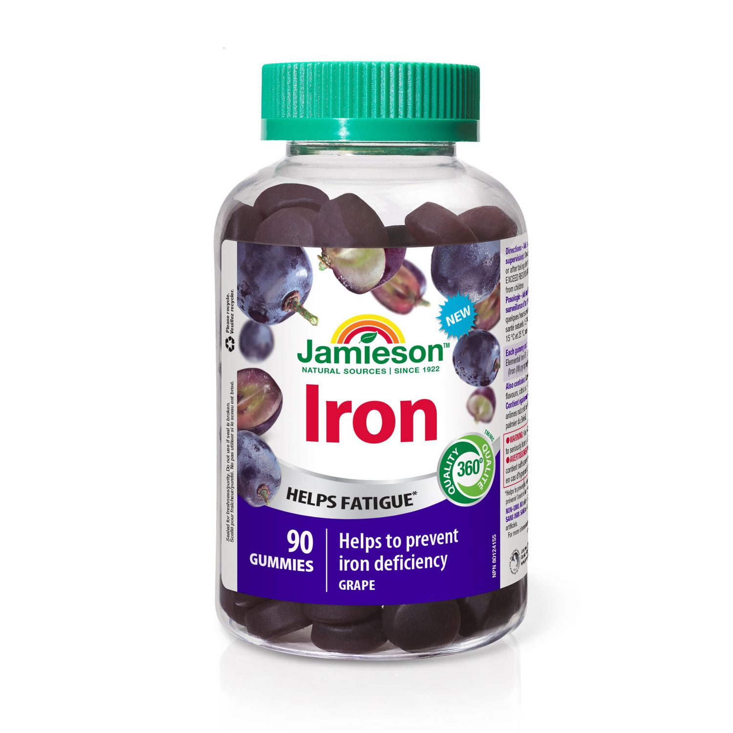 Jamieson Iron Gummies Grape Flavour, 90 Count