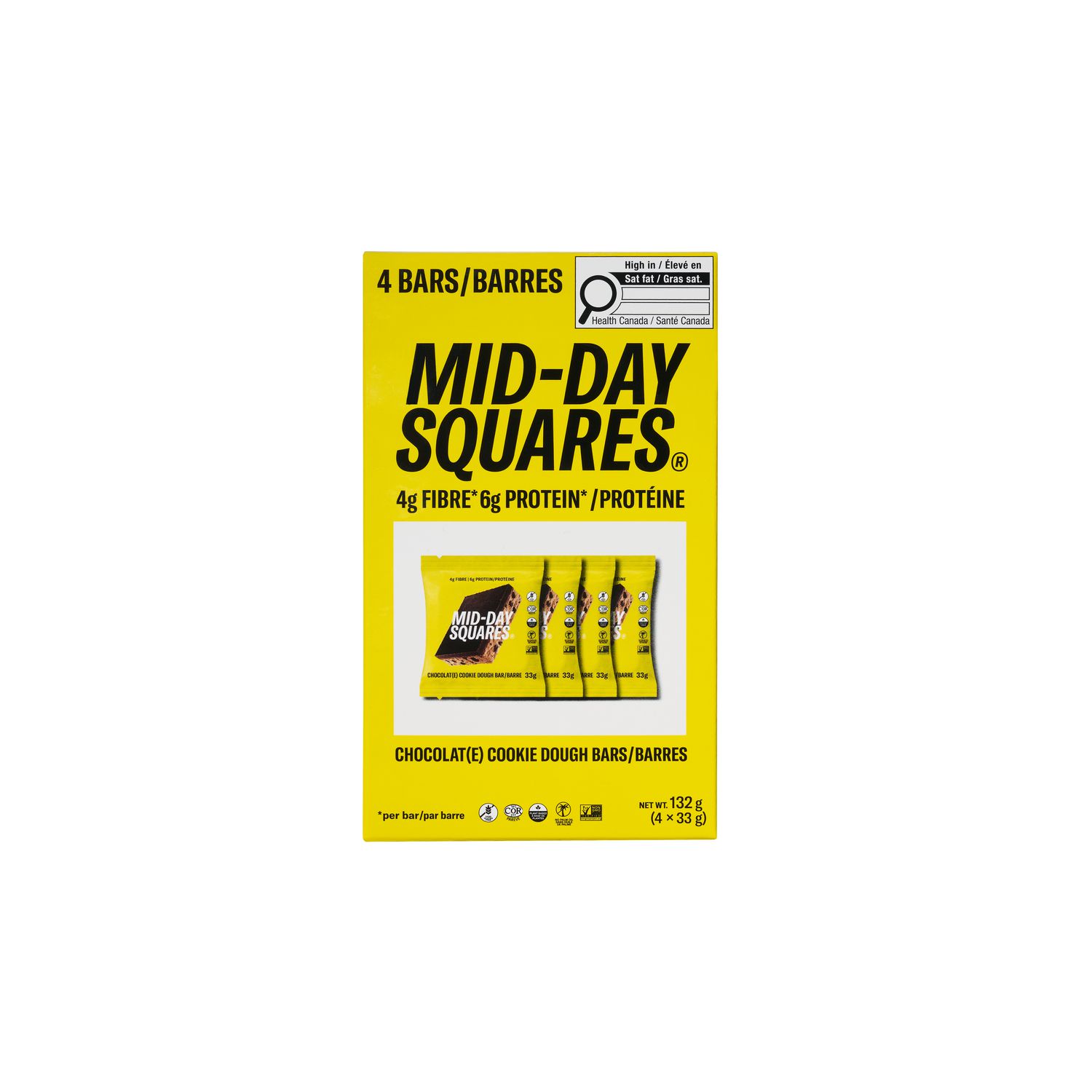 Mid-Day Squares Chocolate Cookie Dough Bars, 132 g/4 x 33 g