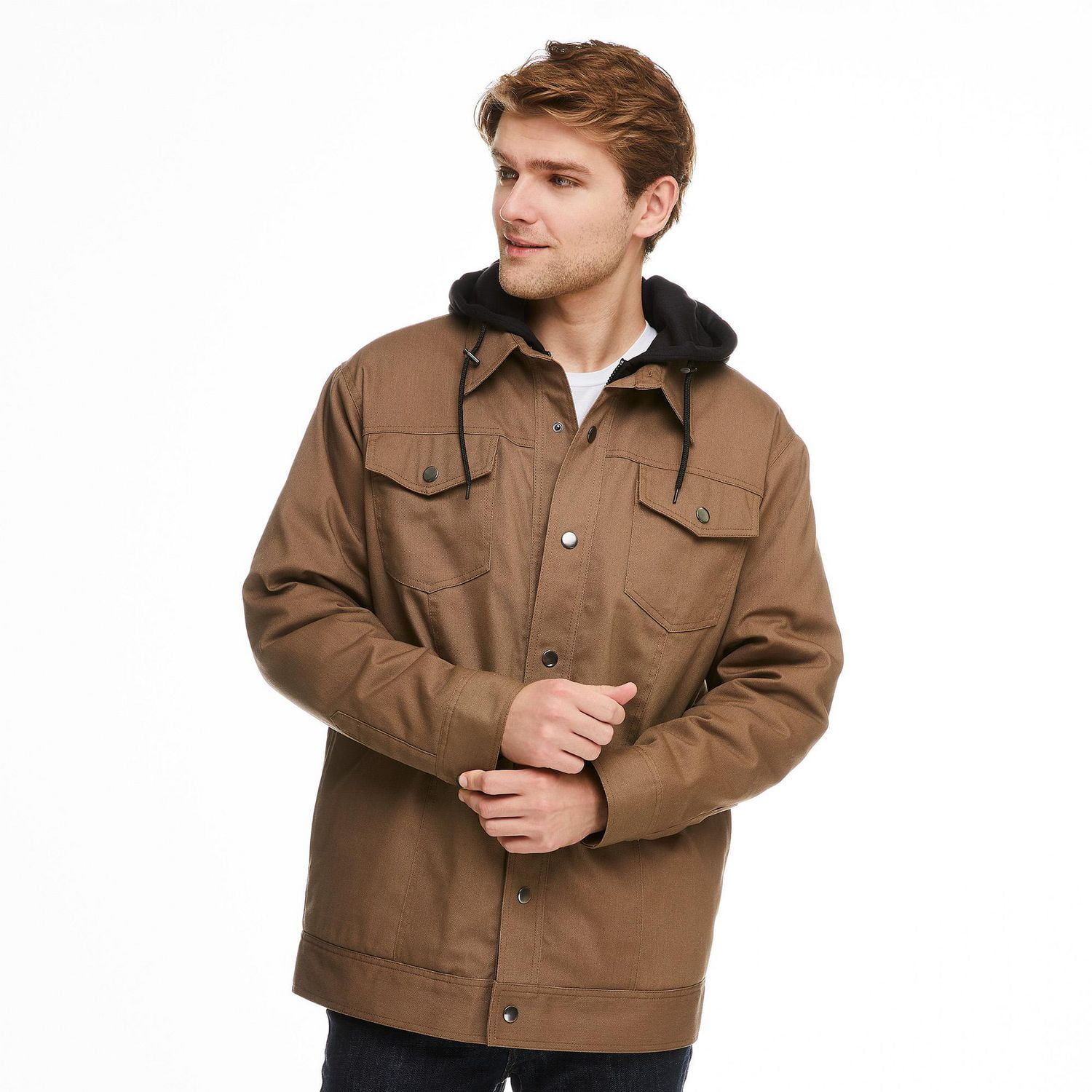Tough Duck Men's Hooded Bomber, Brown, S at  Men's Clothing store:  Down Alternative Outerwear Coats