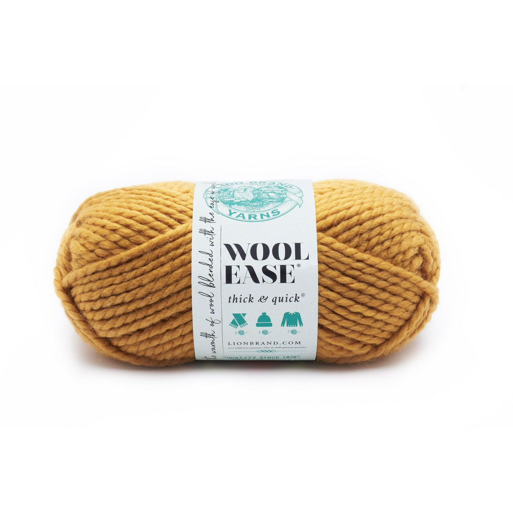 Lion Brand Yarn Wool-Ease Thick & Quick Mustard Yarn, Wool-Ease Thick &  Quick Mustard 