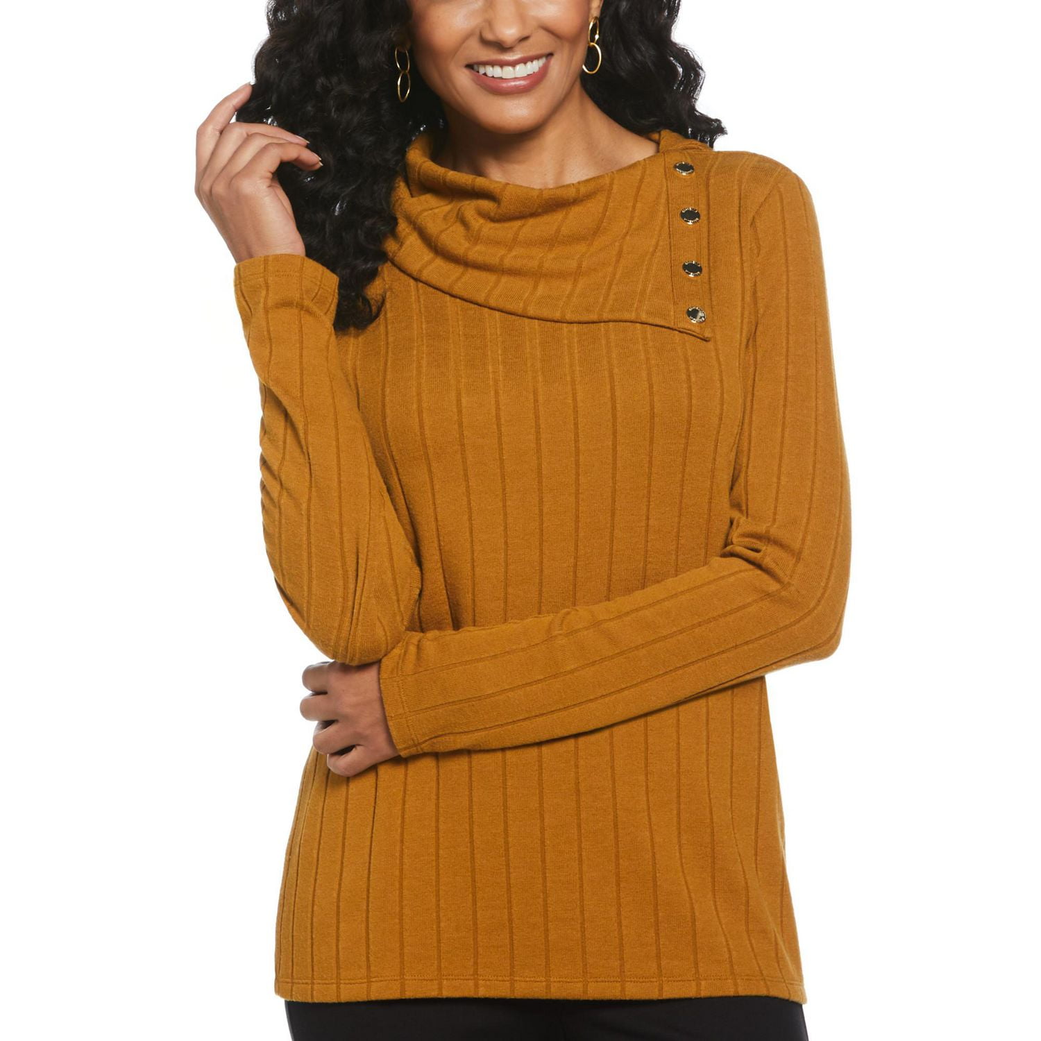 Rafaella Haut à manches longues pour femme avec col rivet