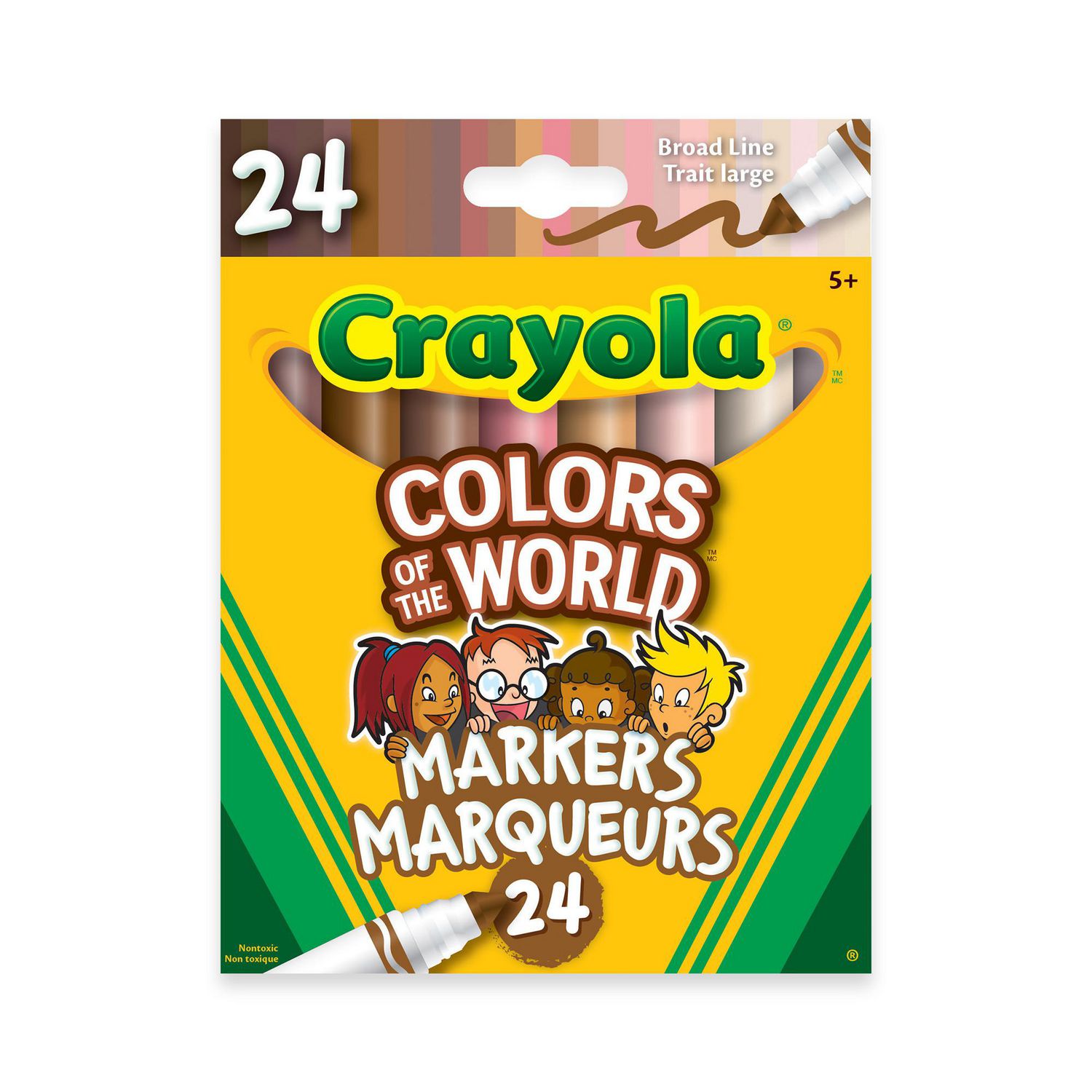 Marqueurs à trait large aux couleurs de la peau Colors of the World  Crayola, boîte de 24