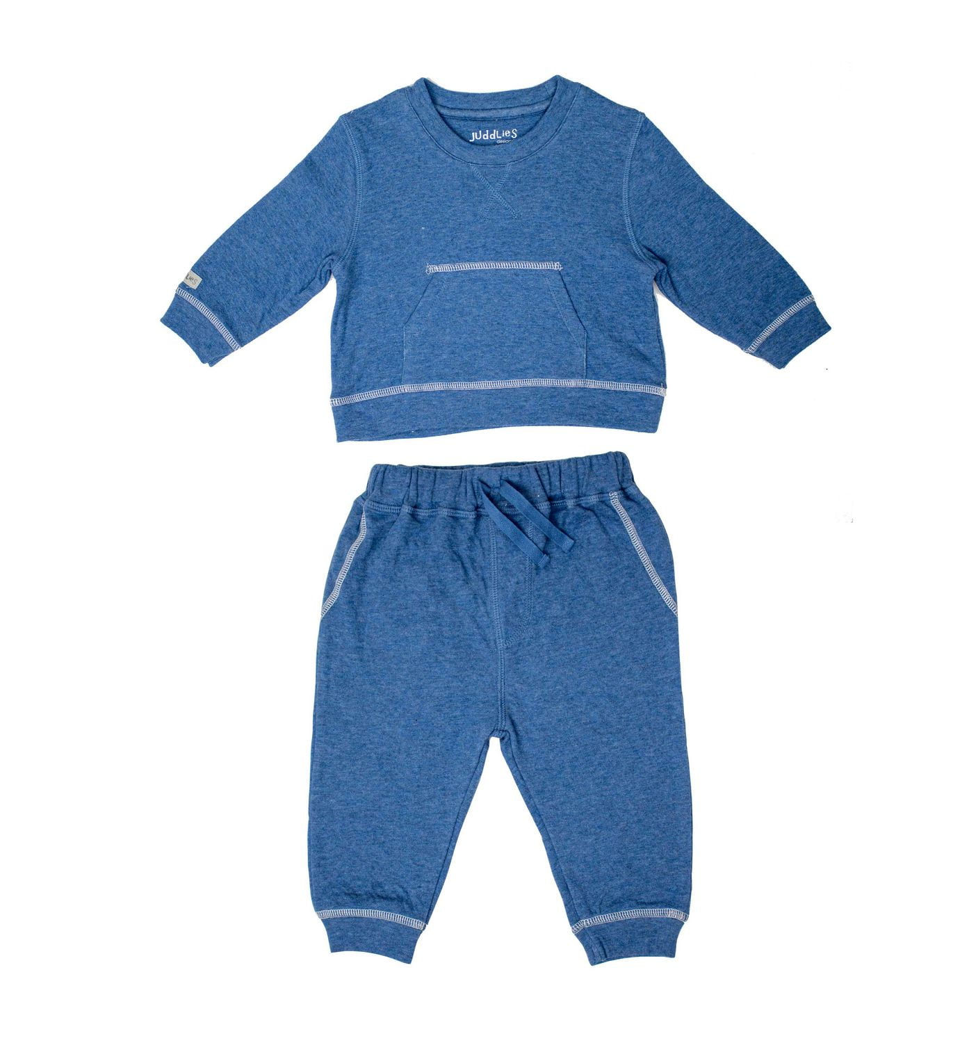 Juddlies Designs - Bébé, tout-petit - Collection Breath-Eze - Ensemble de jogging en coton 2 pièces - Jean chiné