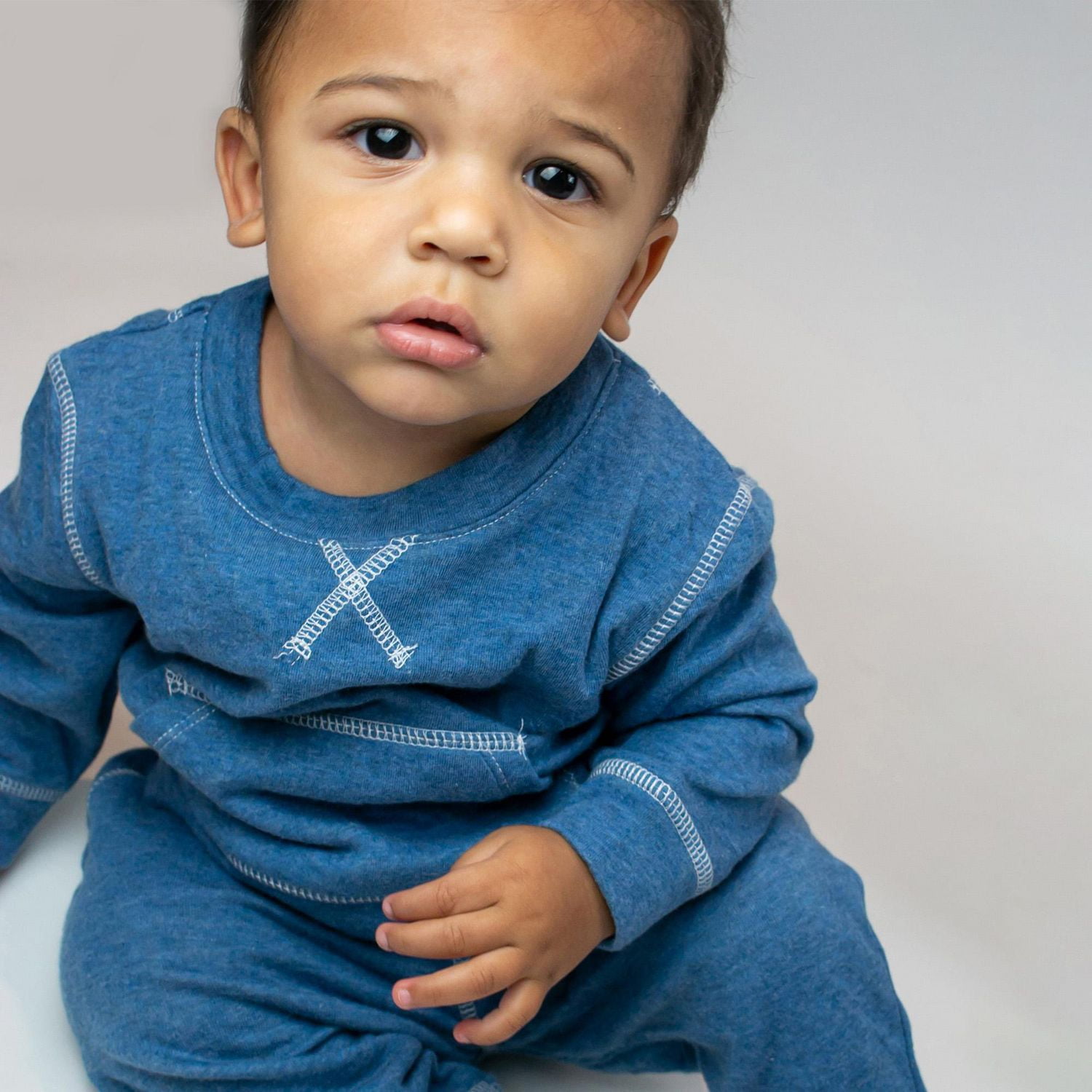 Juddlies Designs - Bébé, tout-petit - Collection Breath-Eze - Ensemble de jogging en coton 2 pièces - Jean chiné