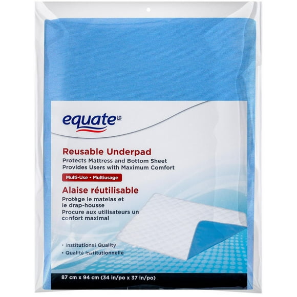 Equate Reusable Underpad, 87 cm x 94 cm (34 in x 37 in)