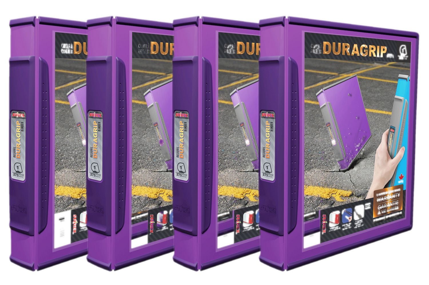 Storex Duragrip View Binder Hard Cover/1"Inch DRing /Purple (4 units