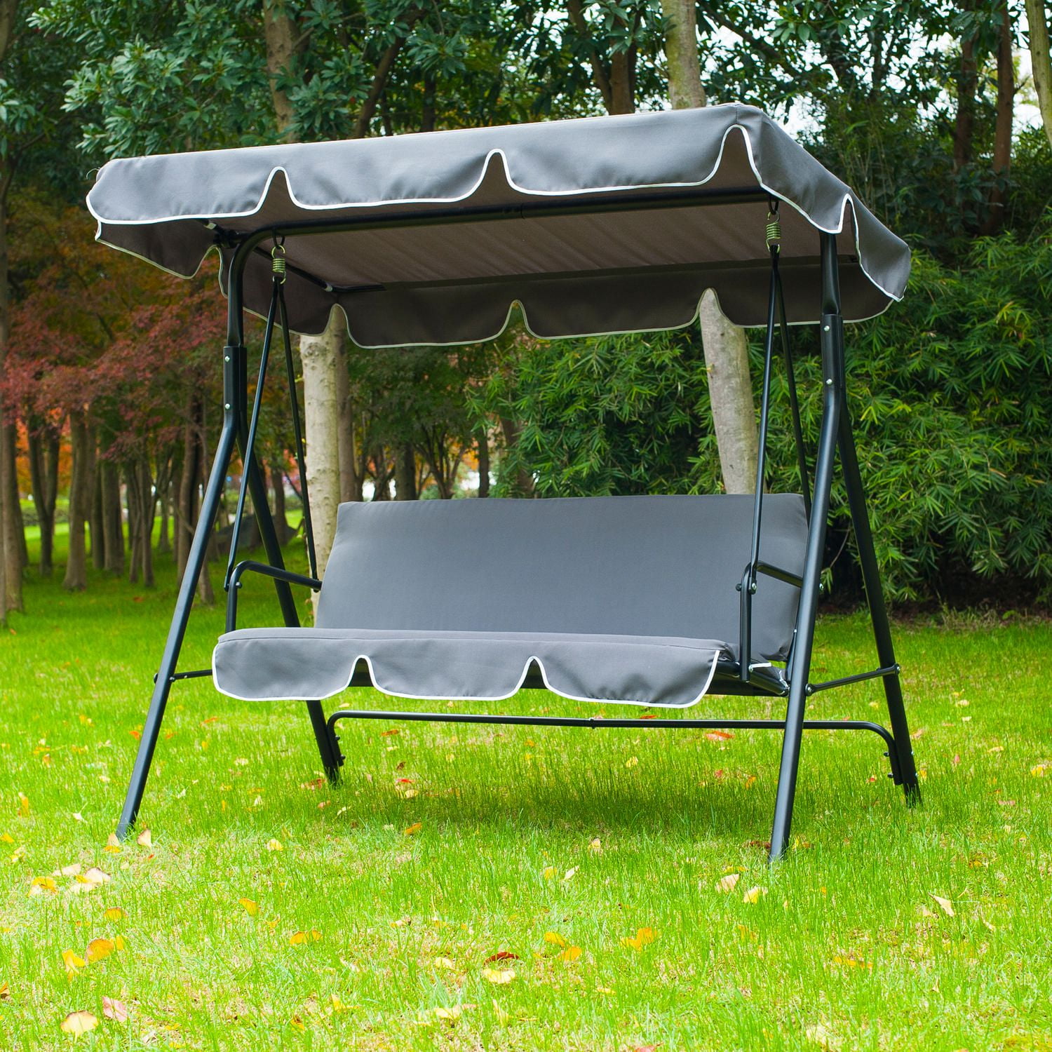 Outsunny Metal 3 Seater Outdoor Swing Chair Walmart Canada