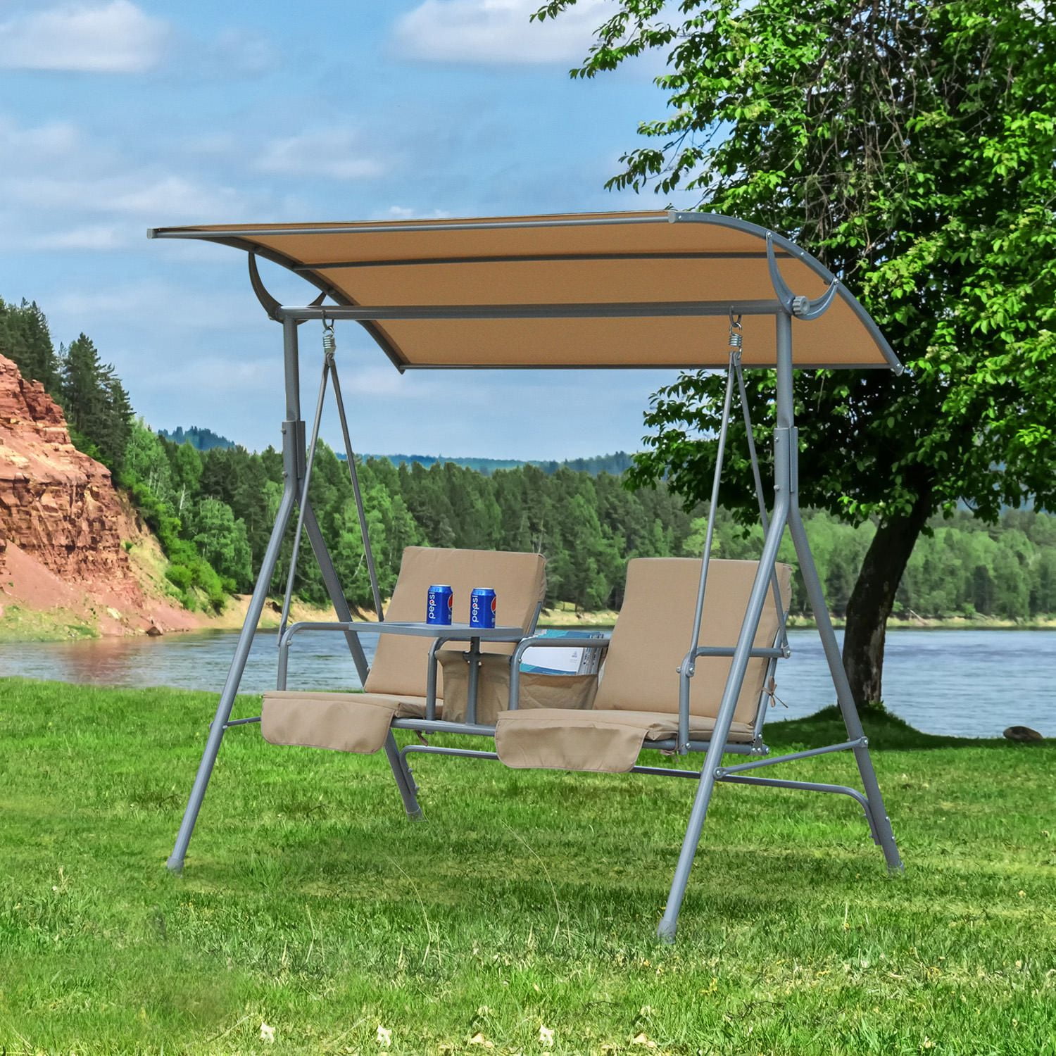 Outsunny Luxury Metal Swing Chair Walmart Canada