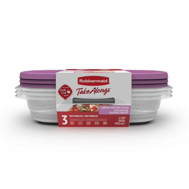 Rubbermaid TakeAlongs Rectangular Food Storage Containers, 950 mL (4