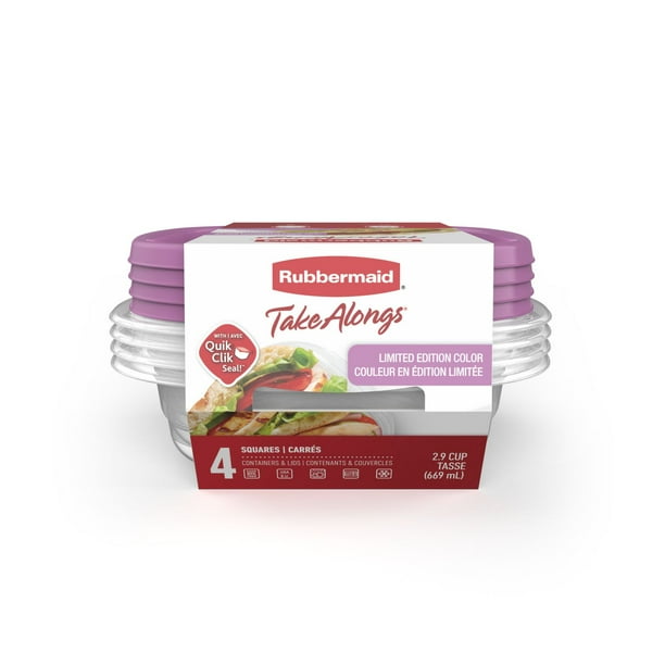 Rubbermaid TakeAlongs Square Food Storage Containers, 669 mL (2.9 Cup