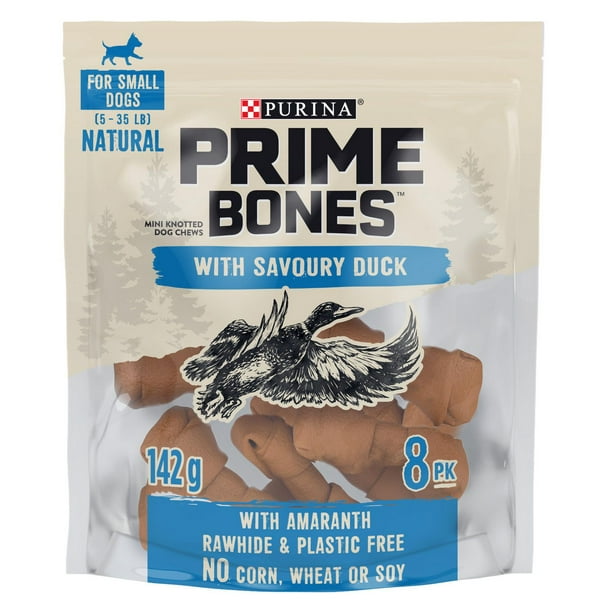 Mini-os noués à mâcher Prime Bones sans cuir brut et faits avec du vrai canard, gâteries naturelles pour chiens 142 g 142g