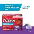 thumbnail image 1 of Tylenol Children's Fever and Sore Throat Pain Chewables, Relieves Fever and Sore Throat Pain , Grape Flavour, For ages 2-11yrs, 20 Tablets, 1 of 5