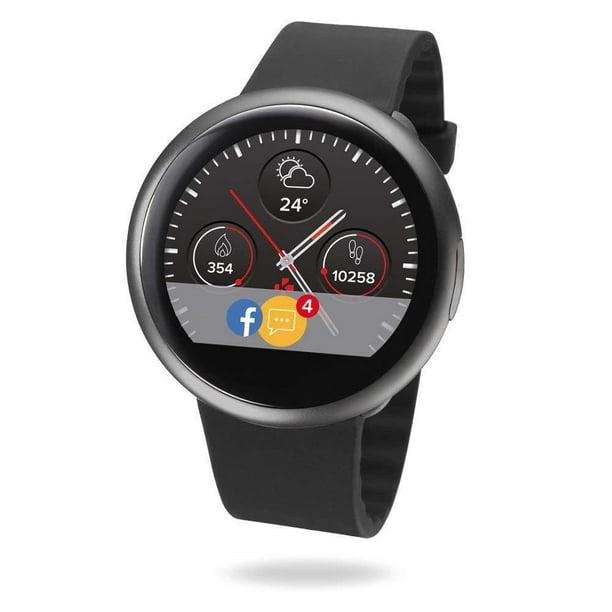 Mykronoz ZeRound2 Smartwatch avec écran tactile couleur circulaire, bande de silicone noir / noir