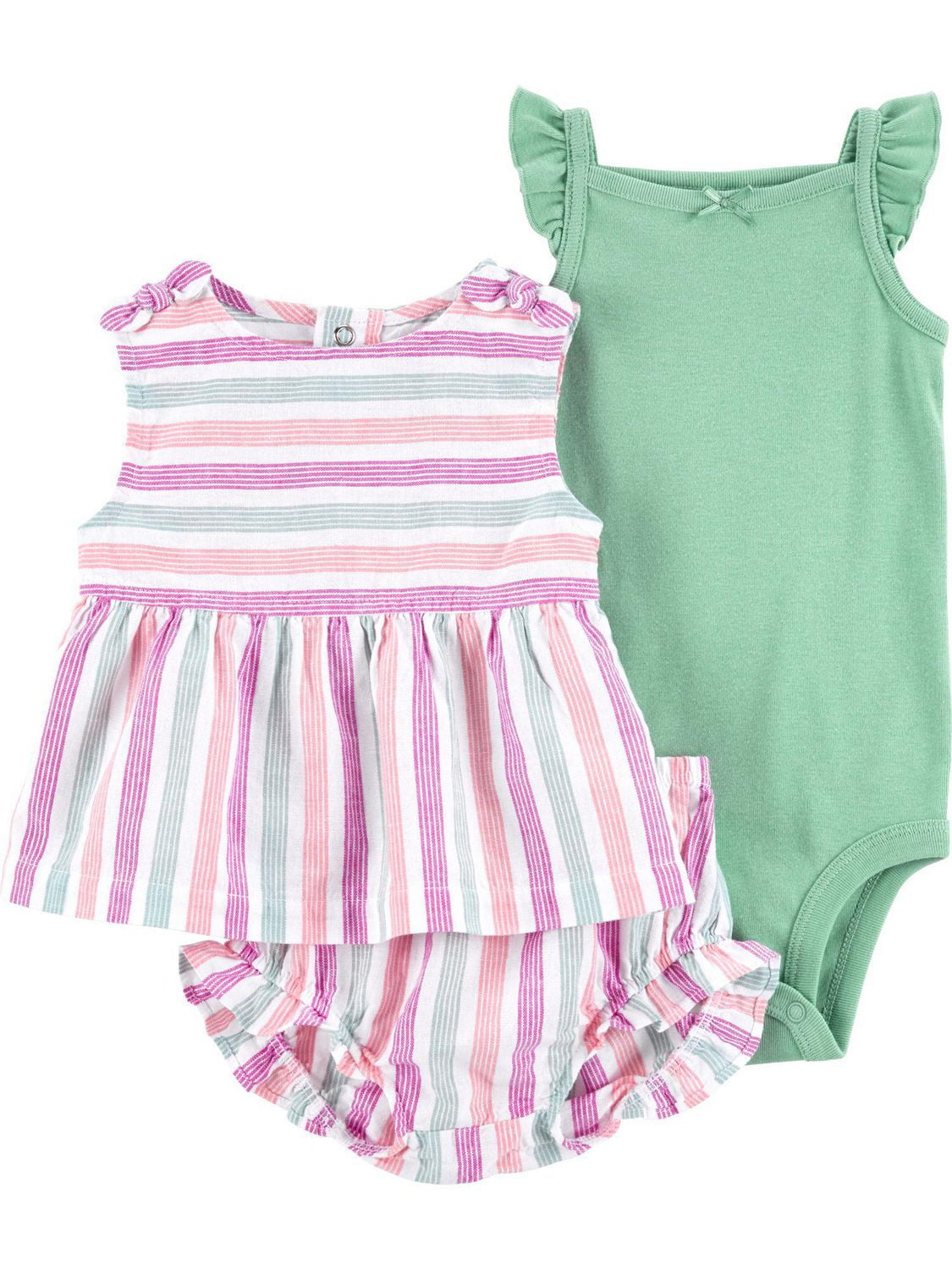 Carter's Child of Mine IG 3pc Outfit Set - Pink and Green Stripe
