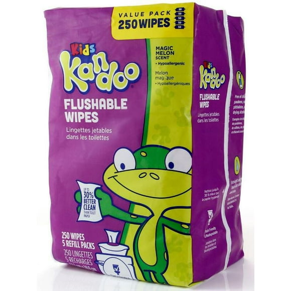 Kandoo Flushable Magic Melon Toddler Wipes Refill 250ct