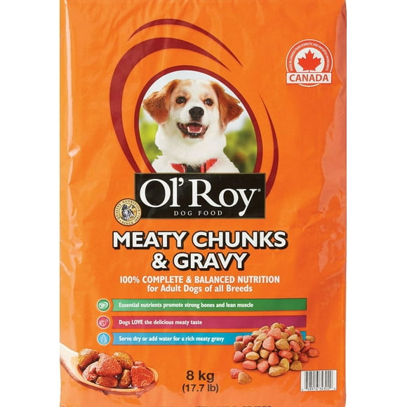 Ol' Roy Morceaux de viande et sauce Saveurs salées de porc et de poulet Nourriture sèche pour chiens 8 kg