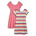 thumbnail image 2 of George Girls' All-Over Print and Solid Skater Dresses 2-Pack, 2 of 2