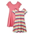 thumbnail image 1 of George Girls' All-Over Print and Solid Skater Dresses 2-Pack, 1 of 2