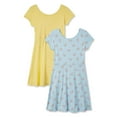 thumbnail image 2 of George Girls' All-Over Print and Solid Skater Dresses 2-Pack, 2 of 2