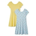 thumbnail image 1 of George Girls' All-Over Print and Solid Skater Dresses 2-Pack, 1 of 2