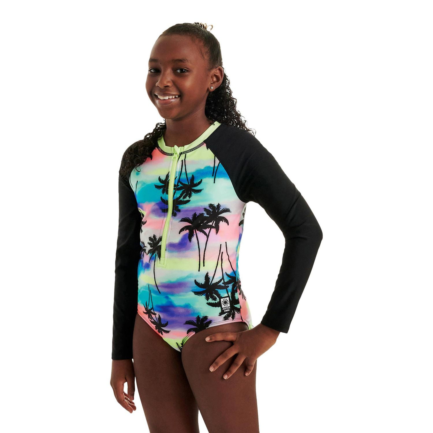 Justice Girls' Long Sleeve Rash Guard 1-Piece