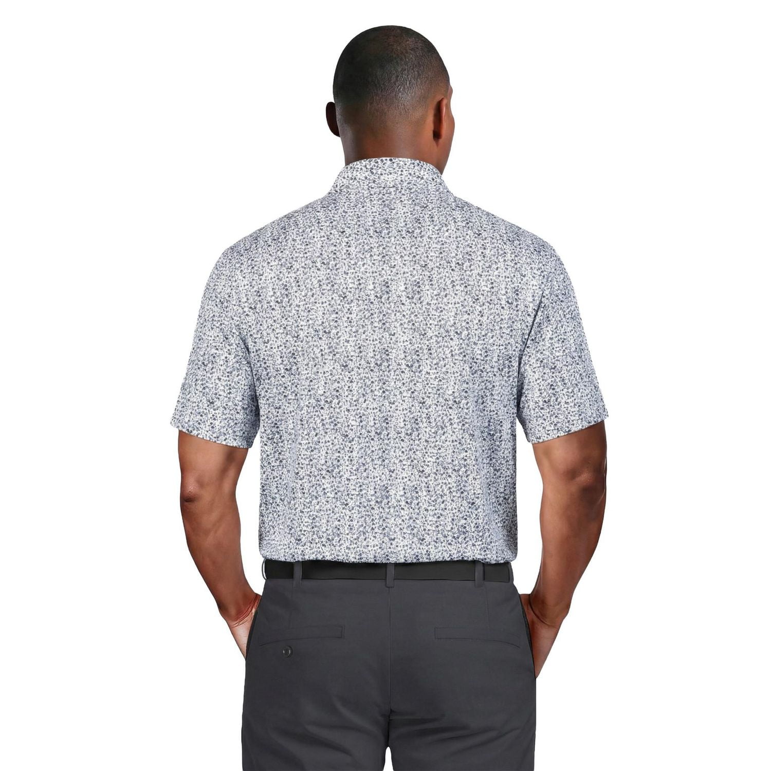 PGA Tour Course Essentials Men's All Over Micro Floral Print Short Sleeve Polo