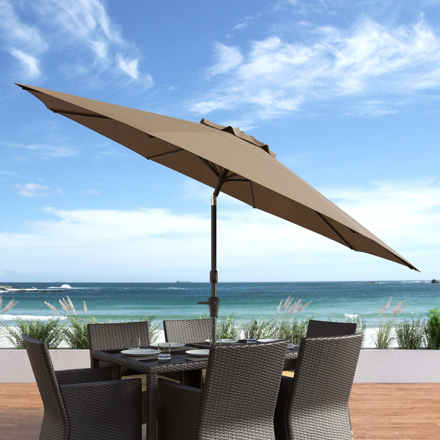 Corliving 10 Ft Uv And Wind Resistant Tilting Patio Umbrella Walmart Canada