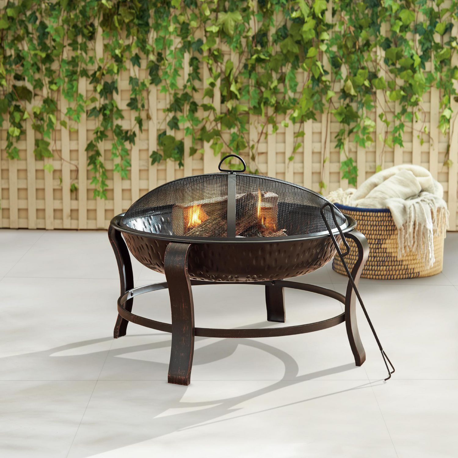 Mainstays 28 In Round Steel Fire Pit, Mainstays Fire Pit