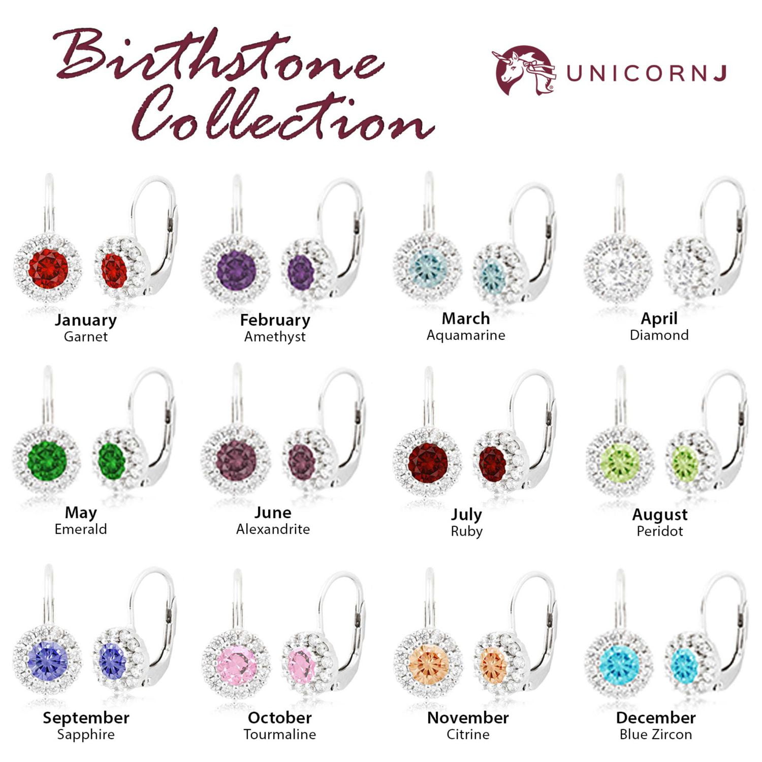 Unicornj Children's Tweens Sterling Silver 925 Pink CZ Round Halo October Birth Month Leverback Earrings 4mm
