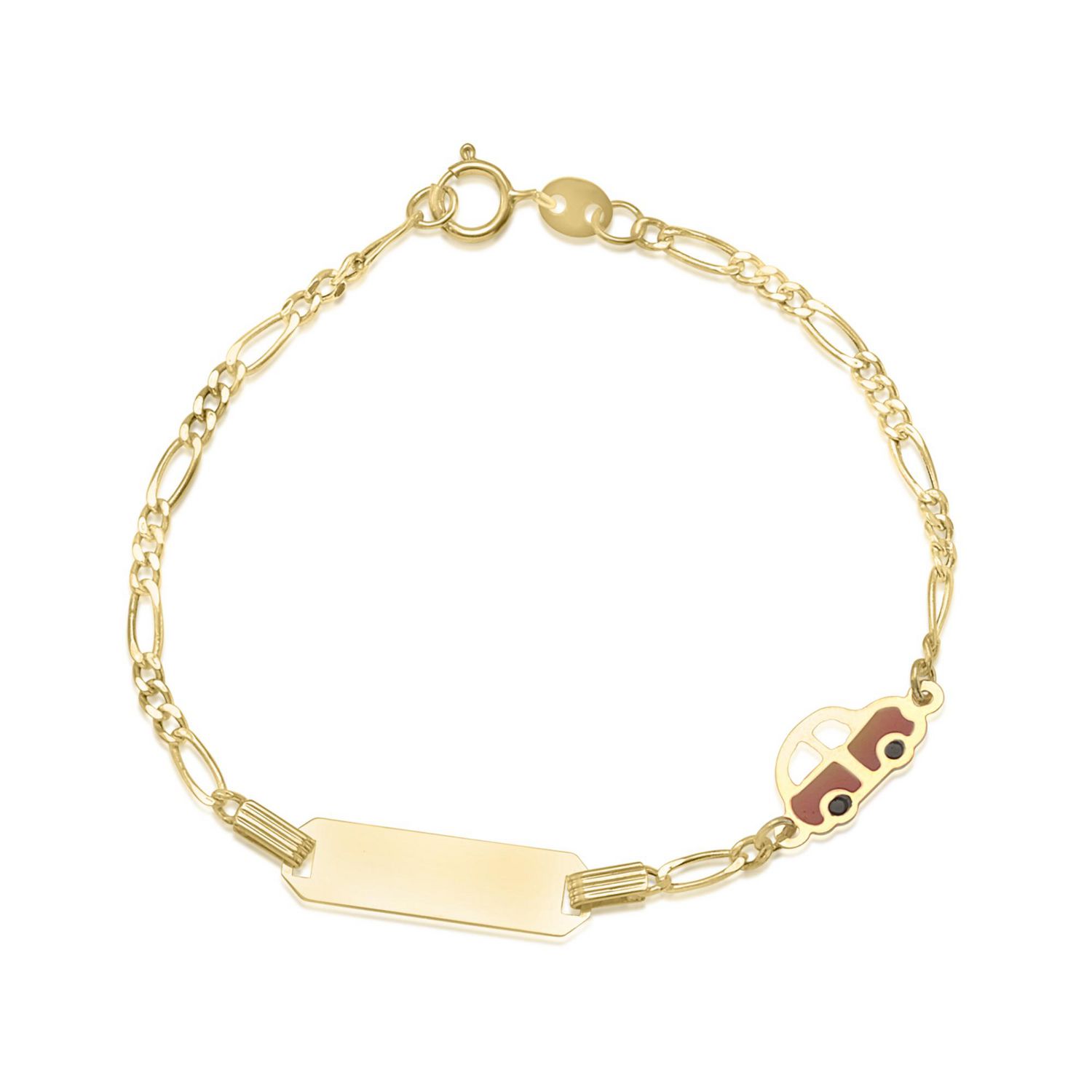 14k Kids Gold ID Bracelet with Gold Name Overlay and Tri Color Heart L —  MyBabyGold