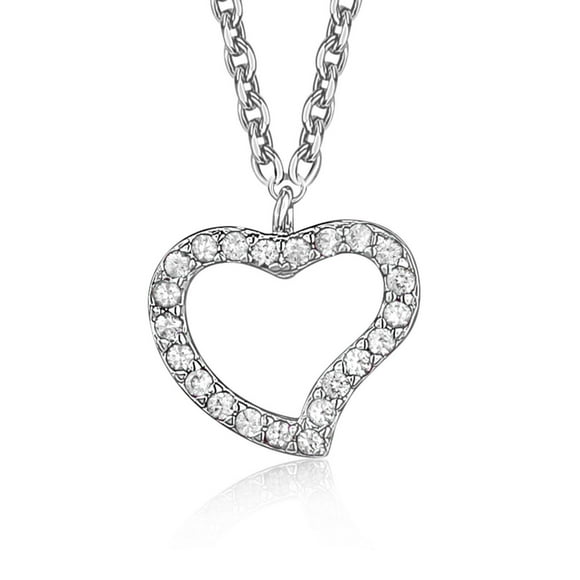 Unicornj Collier pendentif coeur ouvert en argent sterling filles CZ sur chaîne Rolo 15" Italie 925 UNICORNJ