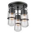 thumbnail image 1 of Helm 3-Light Semi-Flush Mount Ceiling Light, Dark Bronze, Clear Glass, 1 of 7