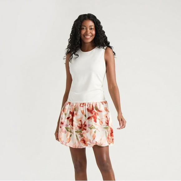 Mexx Women’s Mixed Media Balloon Skirt Dress