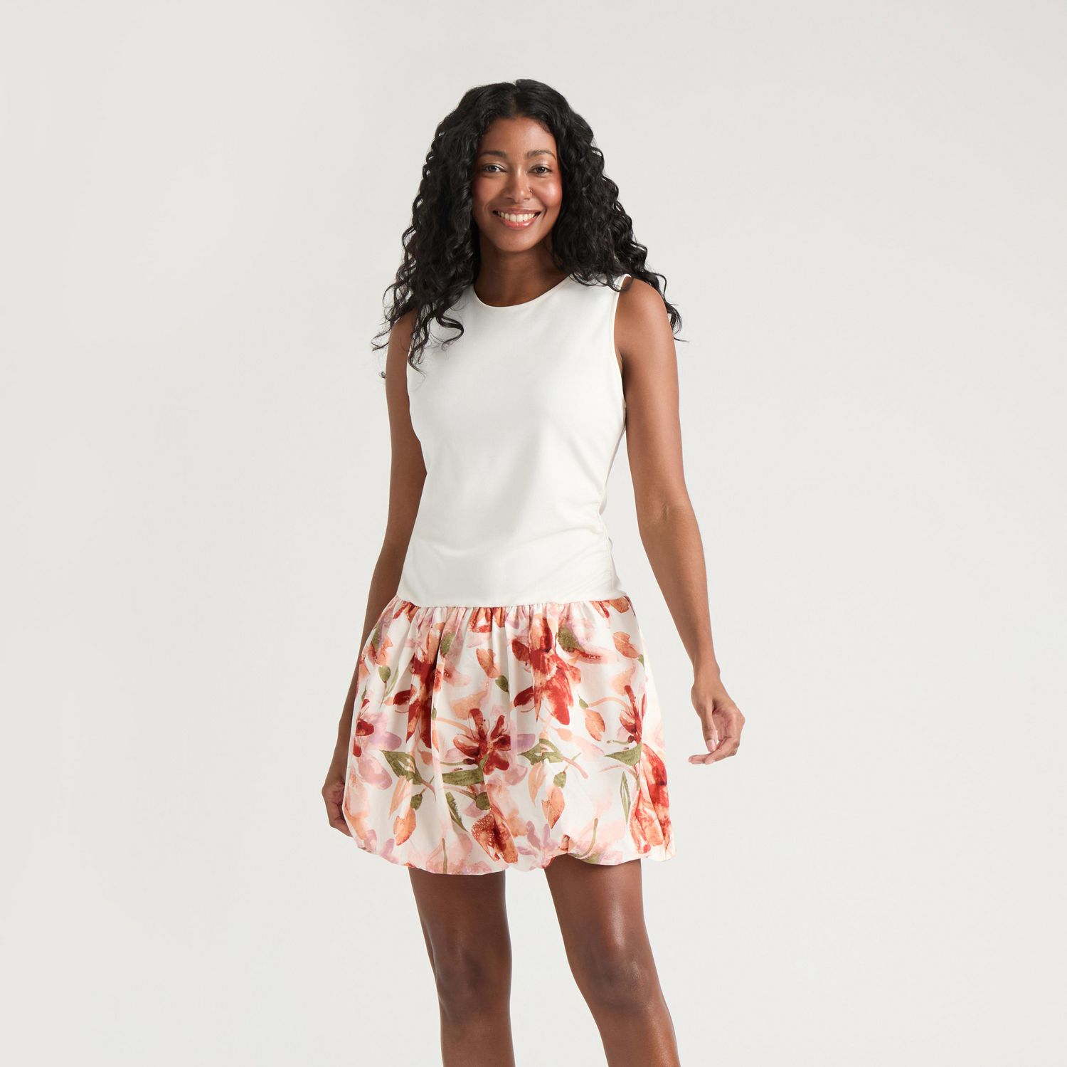 Mexx Women’S Mixed Media Balloon Skirt Dress