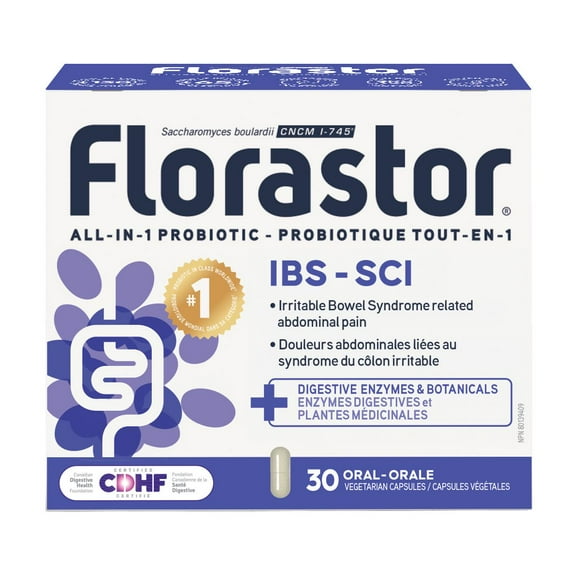 Florastor IBS Probiotic with Digestive Enzymes & Botanicals for Digestive Health & IBS Relief, 30 Capsules