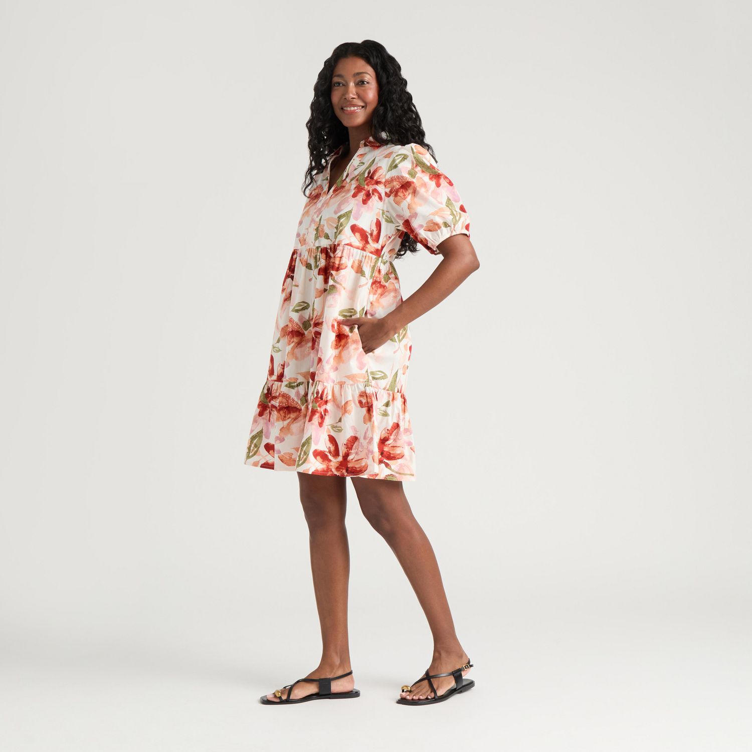 Robe coupe carrée légère à volants Mexx pour femmes