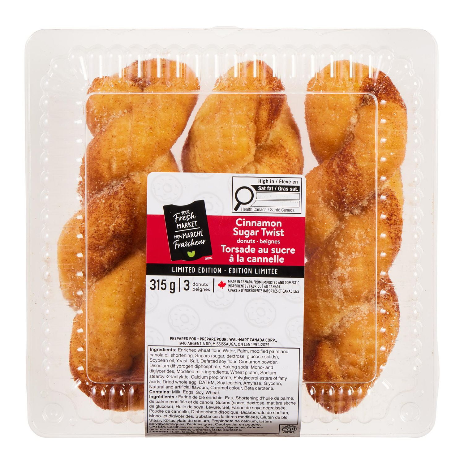 Your Fresh Market Cinnamon Sugar Twist Donuts, 3 pieces, 315 g total