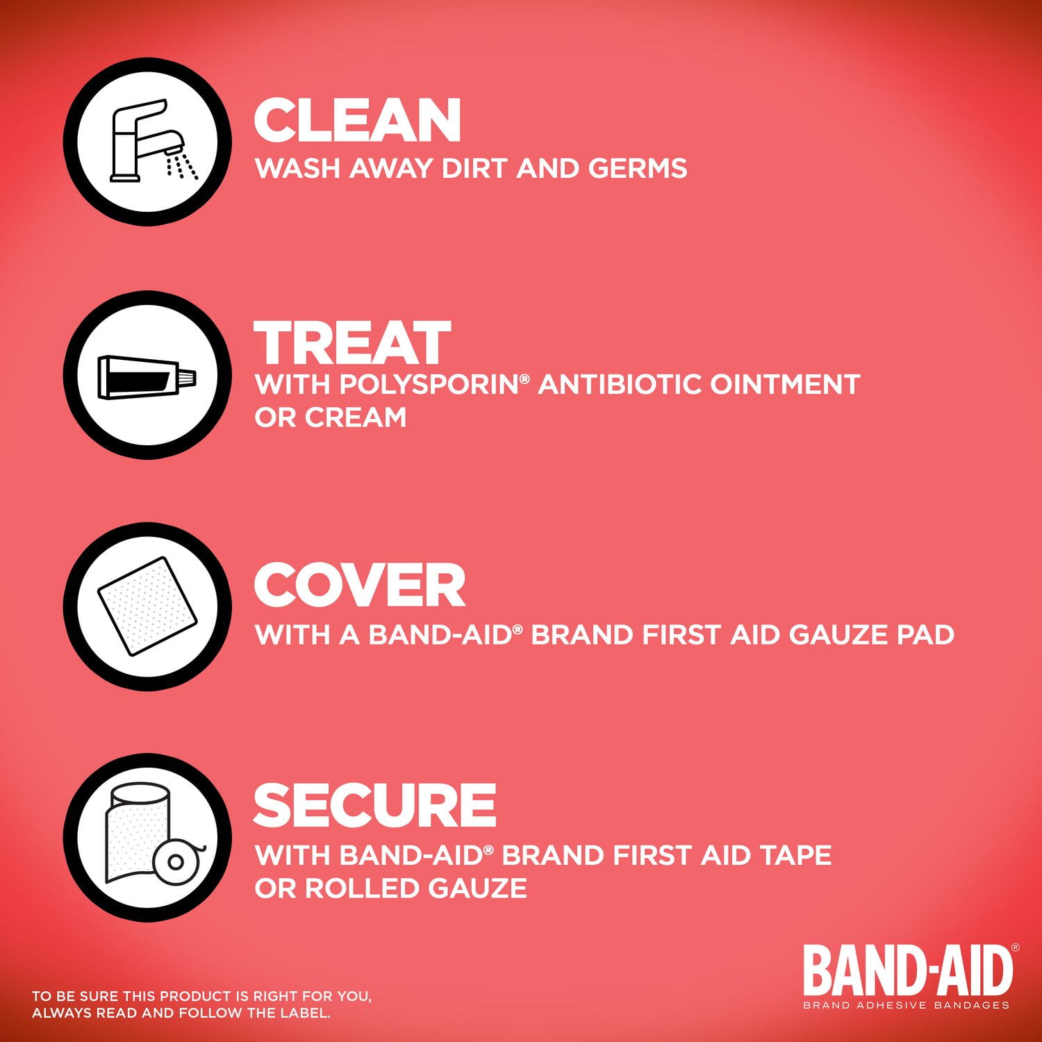 Compresses de gaze stériles Protection coussinée de marque BAND-AID® idéales pour les coupures, égratignures et brûlures mineures; compresses non adhérentes pour le soin des plaies, petite taille, 5,1 cm x 5,1 cm, 10 compresses