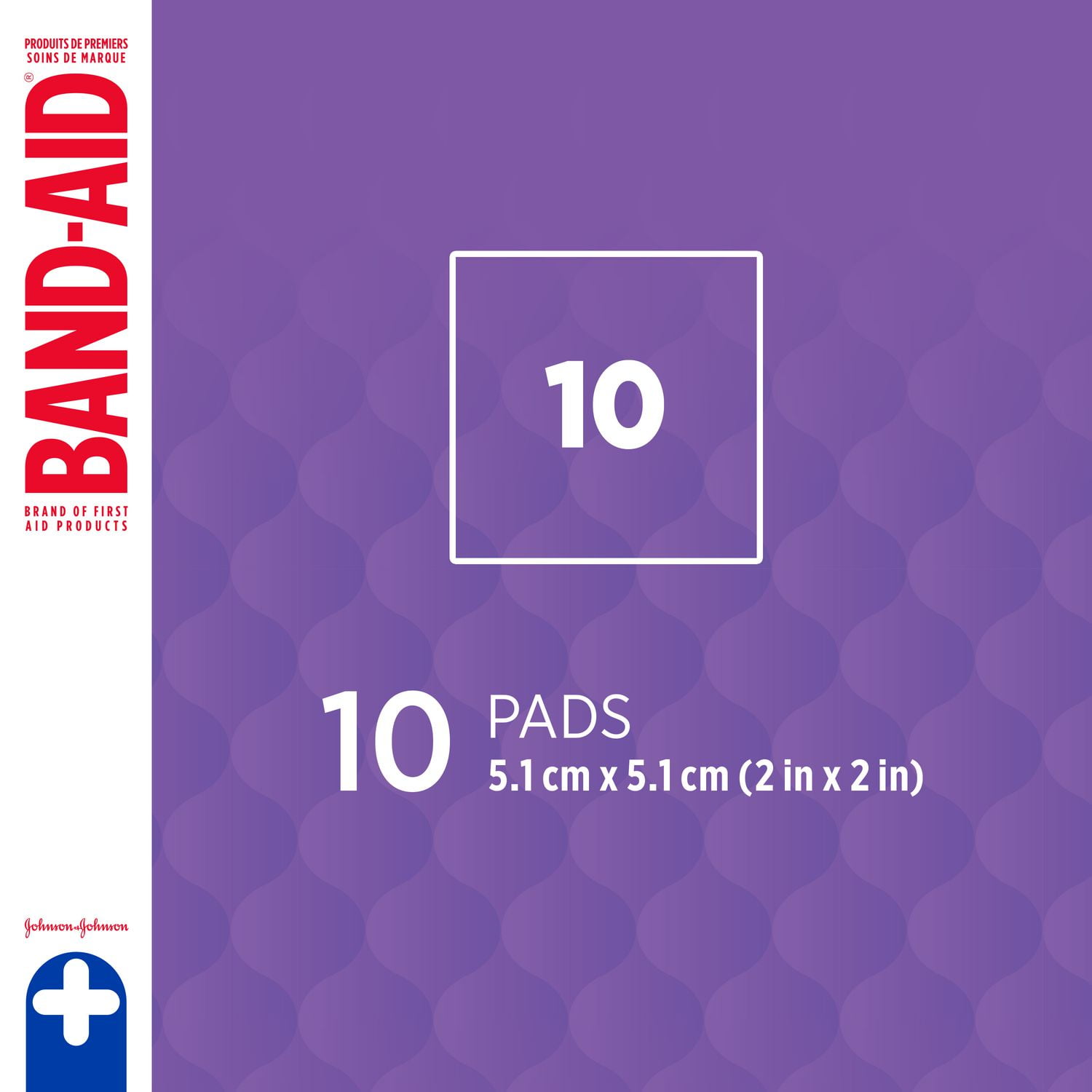 Compresses de gaze stériles Protection coussinée de marque BAND-AID® idéales pour les coupures, égratignures et brûlures mineures; compresses non adhérentes pour le soin des plaies, petite taille, 5,1 cm x 5,1 cm, 10 compresses