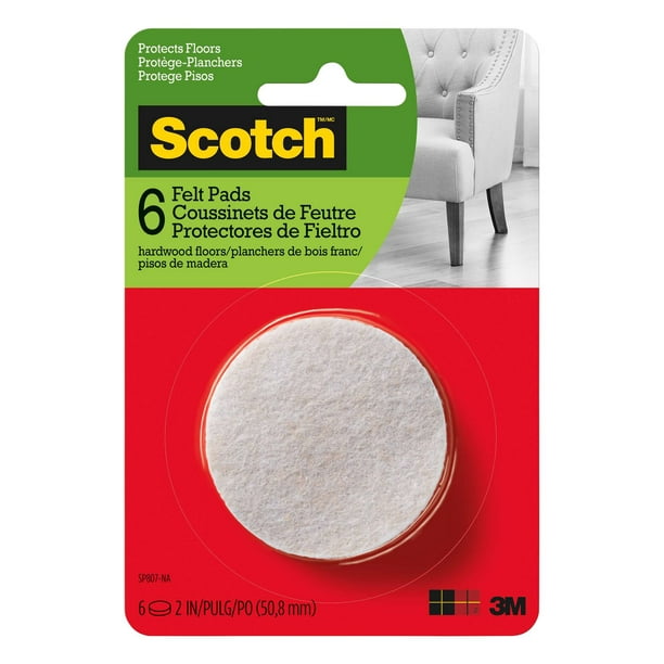 Patins en feutre ronds Scotch®, SP807-NA, beige, 5,08 cm (2 po), 6/paquet