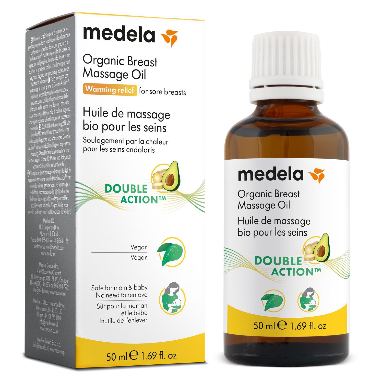 Medela Organic Breast Massage Oil, Relieve Breast Tenderness and Fullness 
