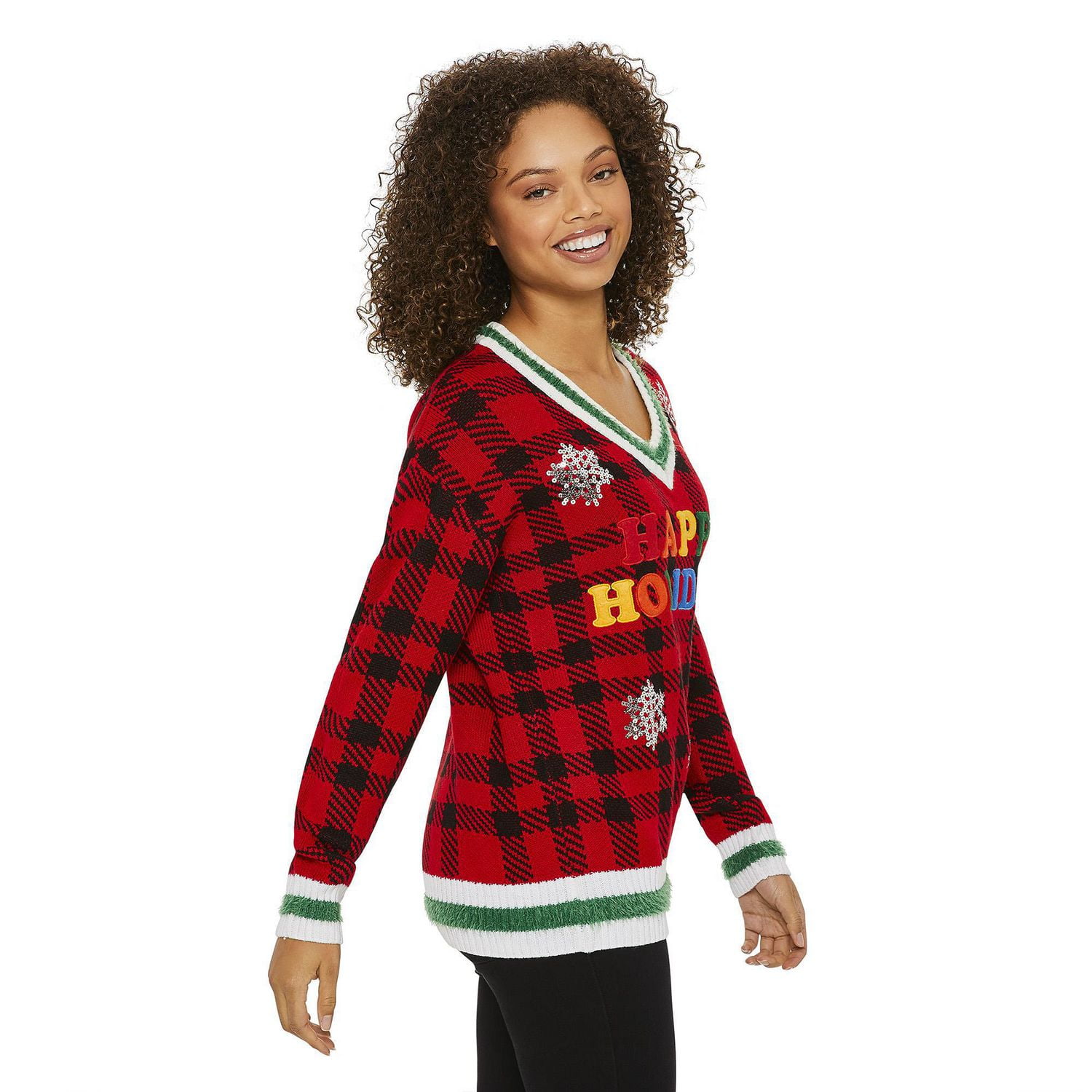 George Women's Happy Holidays V-Neckline Sweater